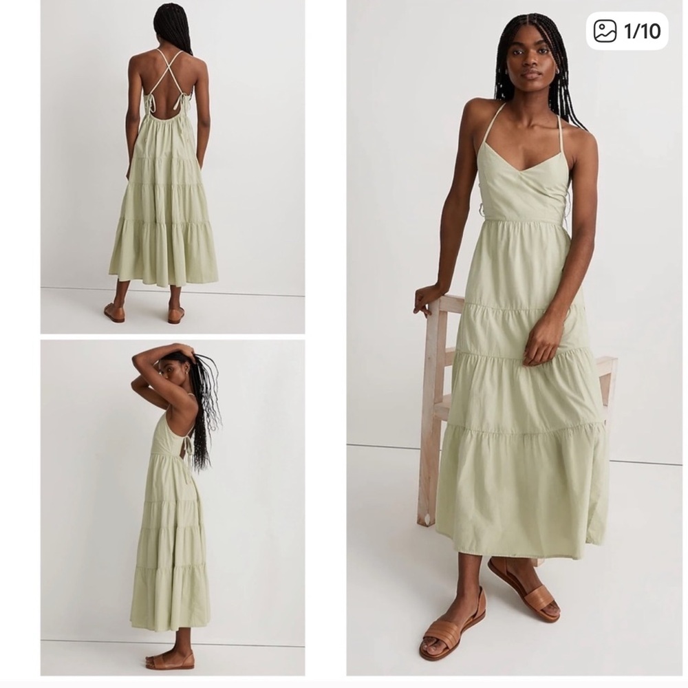 Madewell Light Green Poplin Backless Dress